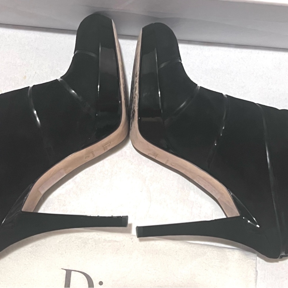 Dior Graphic Suede/Patent Leather Black Ankle Boots Size 40 - Picture 12 of 17